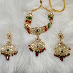 Kundan Choker Necklace Set gold platy